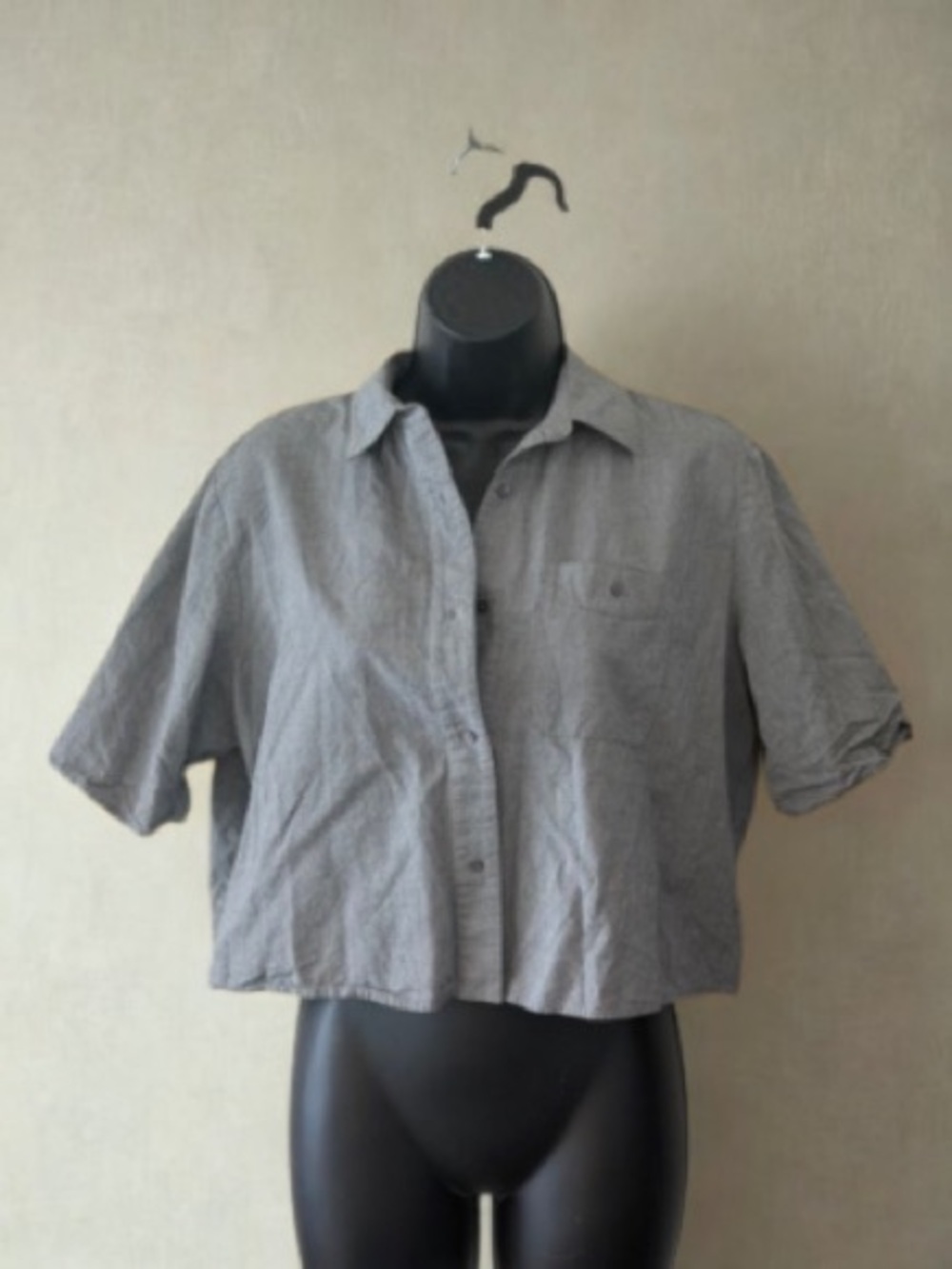 Alexander Wang Gray Cropped Button-Down Shirt